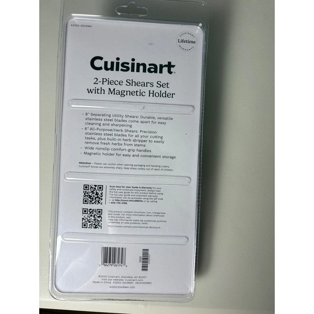 Cuisinart 2-Piece Shears Set with Magnetic Holder White Blue A2052-3SHRMH NEW